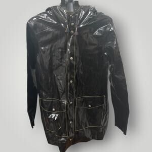 Stutterheim x Marni Black Glossy PVC Waterproof Hooded Raincoat Coat Medium